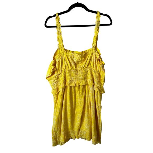 BP Nordstrom New Women's Sleeveless Smocked Waist Mini Dress Yellow Plus Size 1X - Picture 3 of 11
